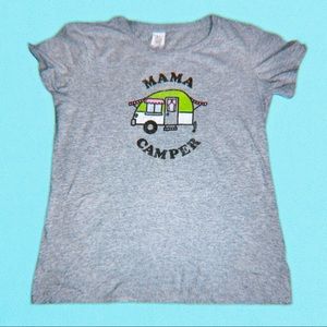 Women’s Gray “Mamma Camper” Graphic T-Shirt (Size S)